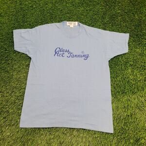 Vintage 80s Class Act Tanning Shirt Medium 20x27 Blue